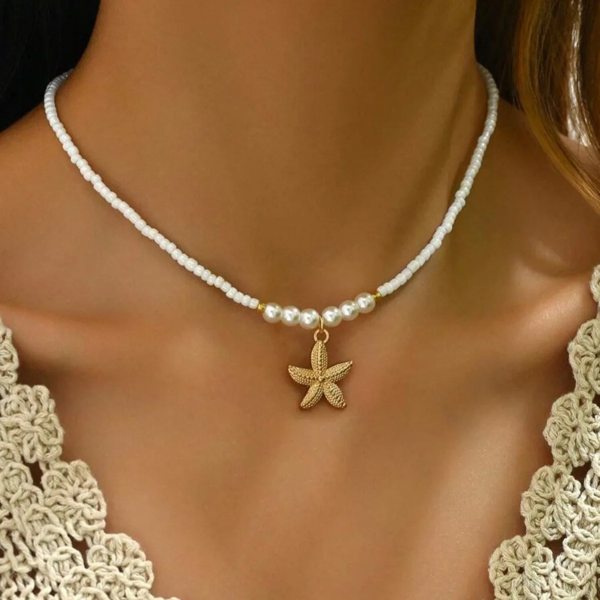 Starfish Beaded Choker