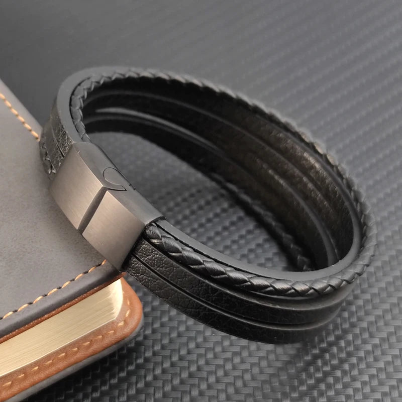 Leather & Steel Bangle