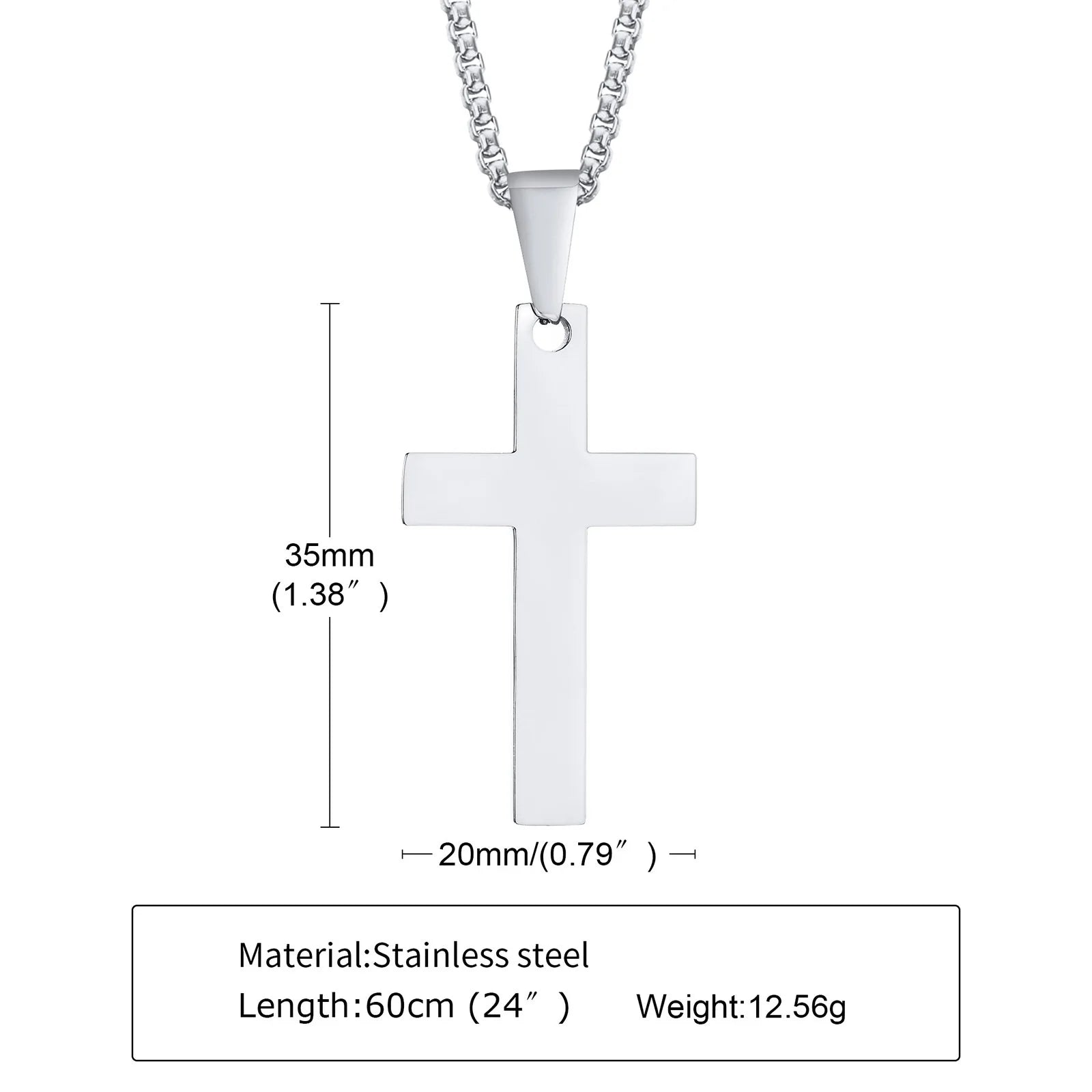 Cross Pendant Necklace — Stainless Steel
