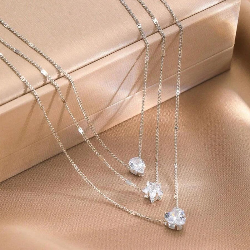 Crystal Zircon Layered Necklace