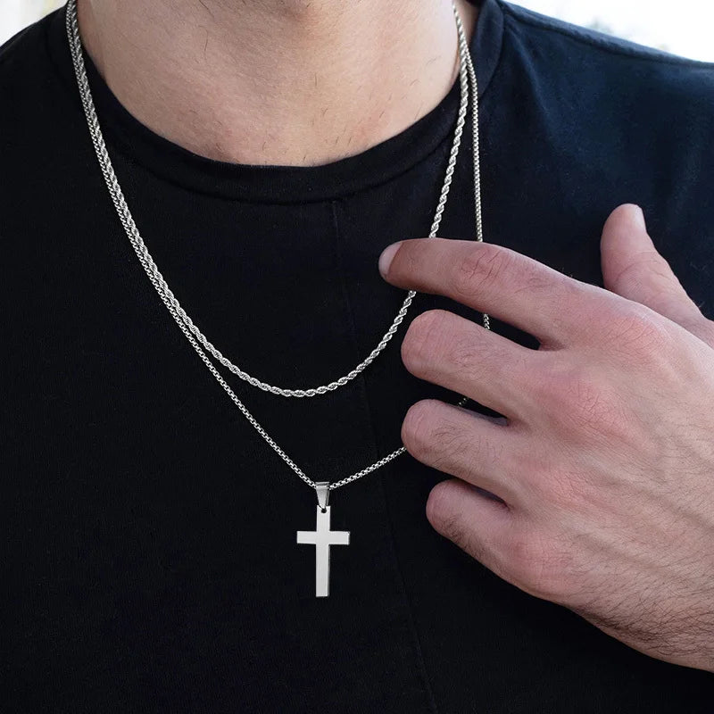 Cross Pendant Necklace — Stainless Steel