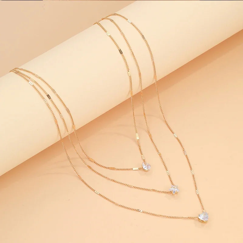 Crystal Zircon Layered Necklace