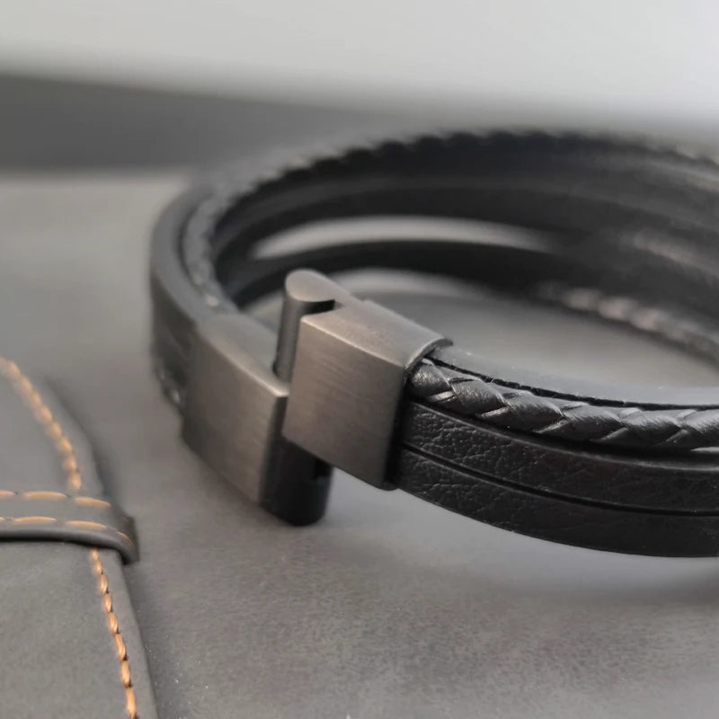 Leather & Steel Bangle