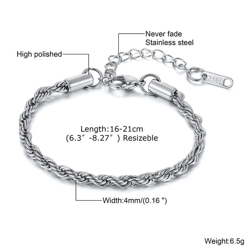 Twisted Rope Chain Bracelet