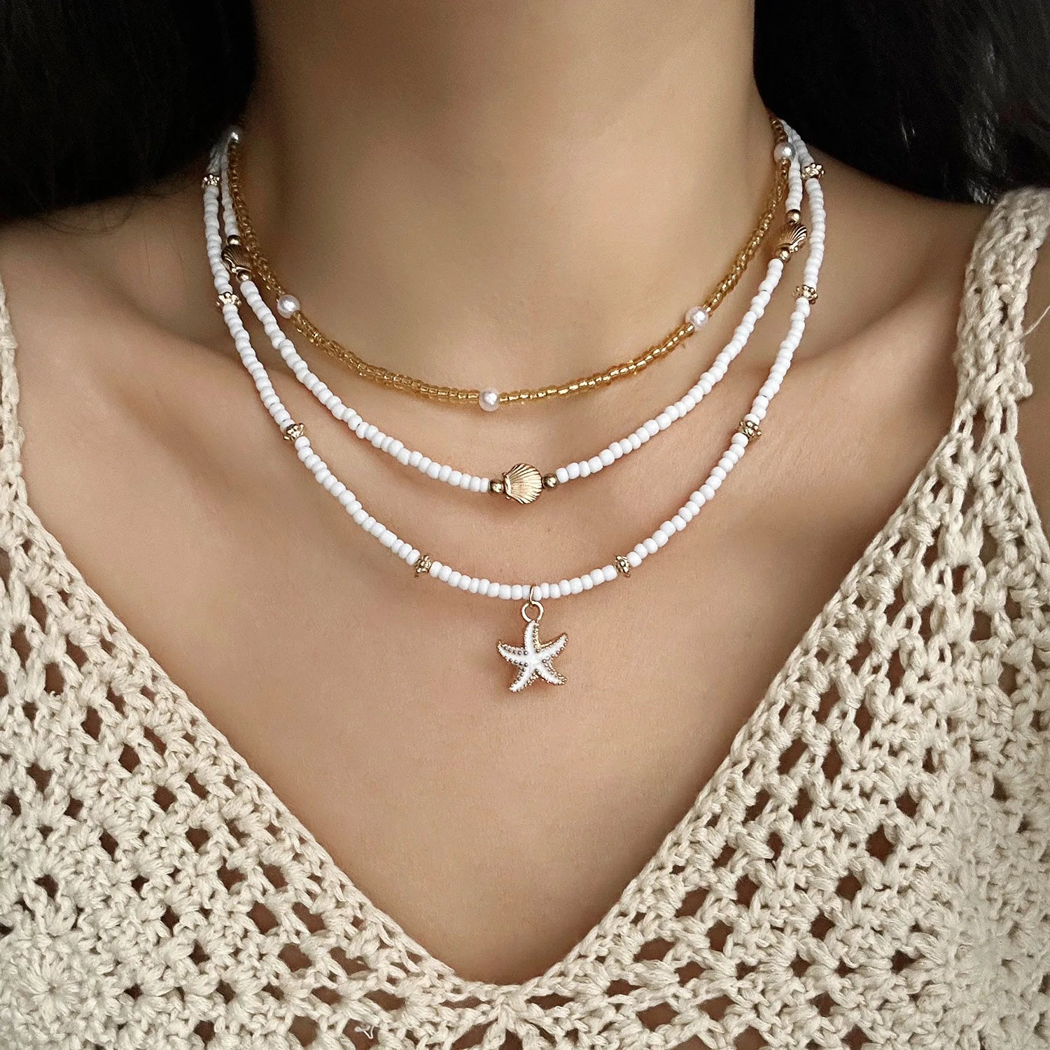 Starfish Beaded Choker