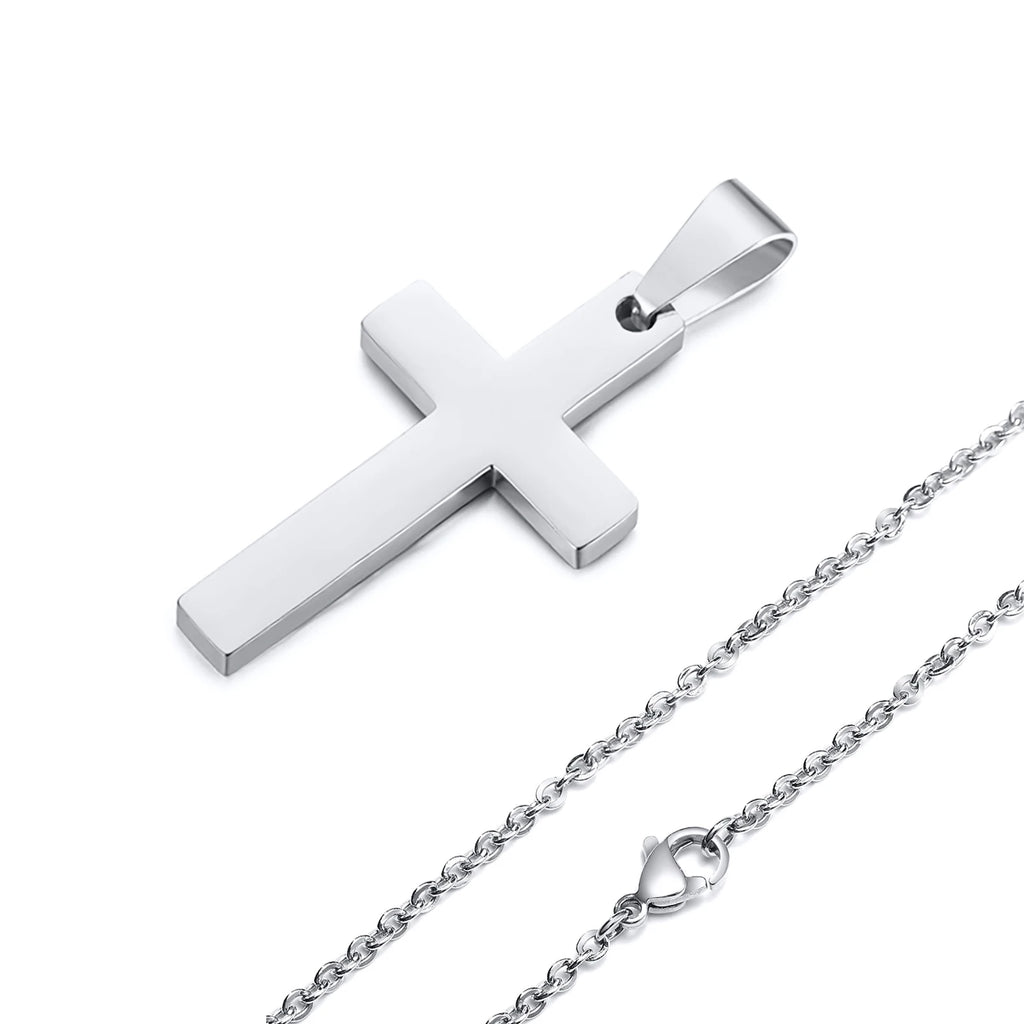 Cross Pendant Necklace — Stainless Steel