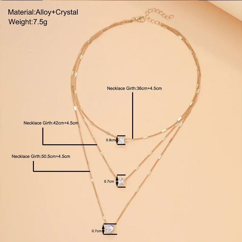 Crystal Zircon Layered Necklace