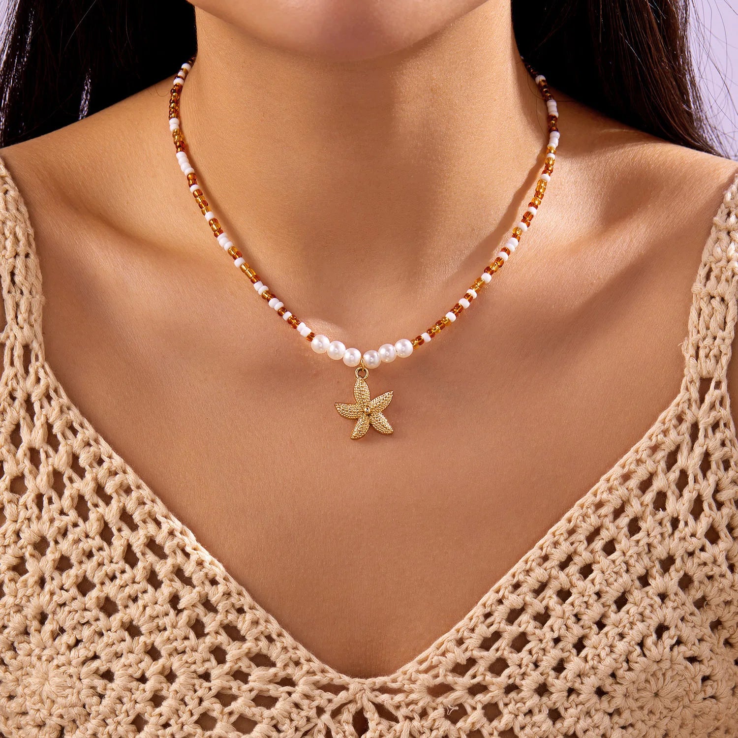 Starfish Beaded Choker